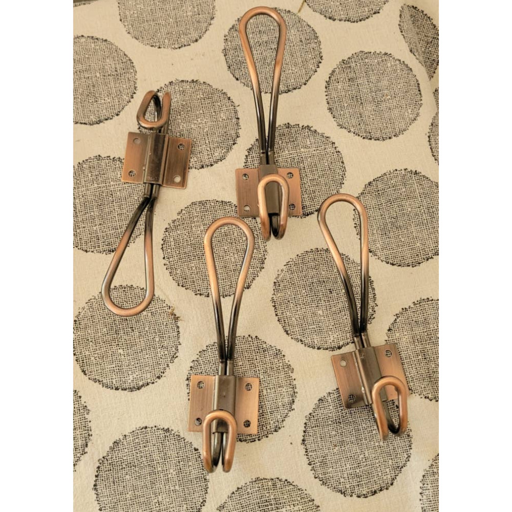 Set of 4 Burnished Brown Metal Hooks